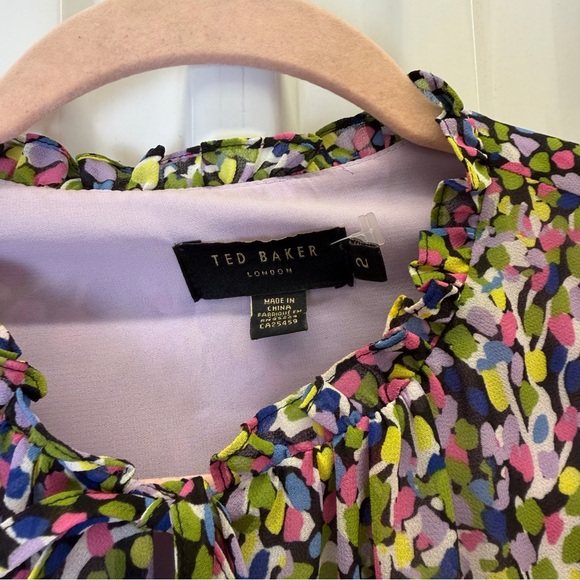 Ted Baker London Karlie Floral Confetti Print Long Sleeve Waist Mini Dress 2 - Picture 5 of 6